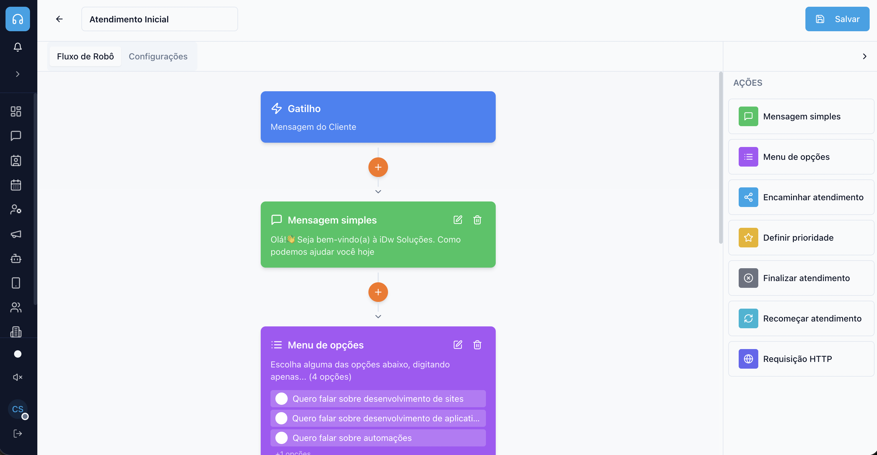 Flow Builder - Chatbot iDwChat